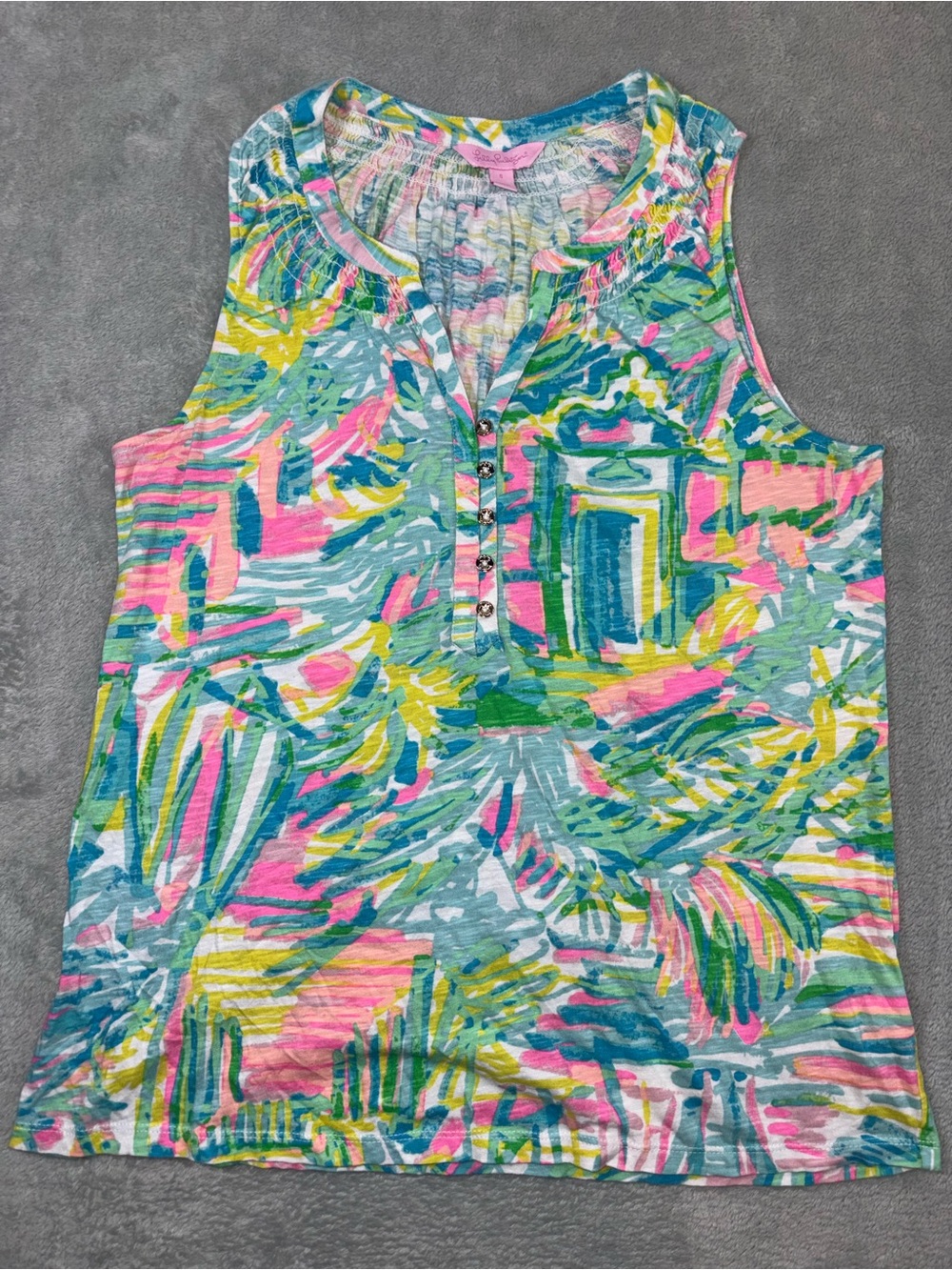Lilly Pulitzer Essie Tank Top in Sea Salt & Sun - Small